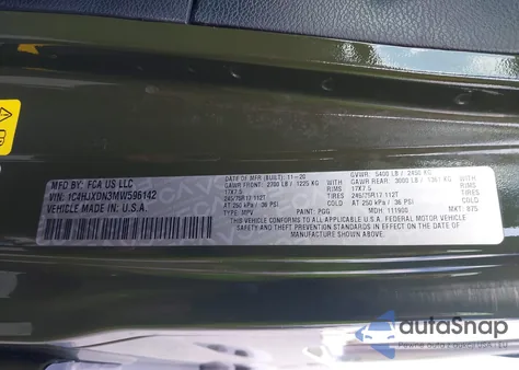 2021 Jeep Wrangler Unlimited Sport S 4X4 from USA, damaged, VIN 1C4HJXDN3MW596142